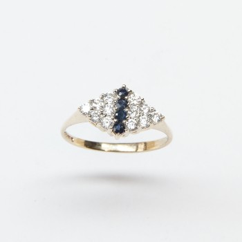 9ct Gold Sapphire/CZ Ring